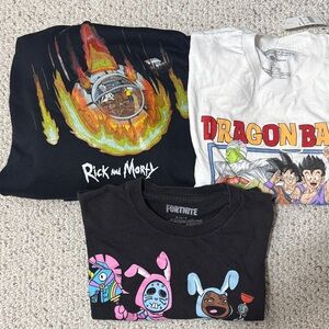 Rick and Morty, Dragon Ball, and Fortnite T-Shirts